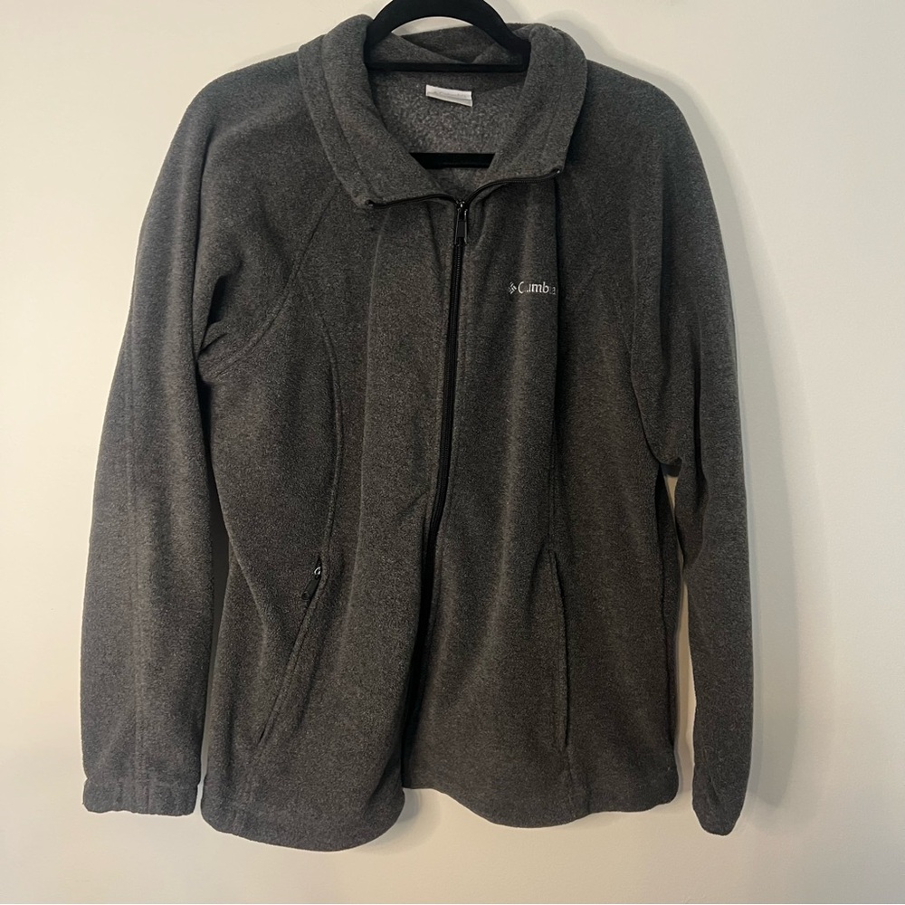 Columbia Grey Full Zip Fleece‎ Jacket Women's 1X Lightweight Outdoor